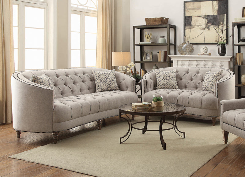 Avonlea Upholstered Tufted Living Room Set Grey