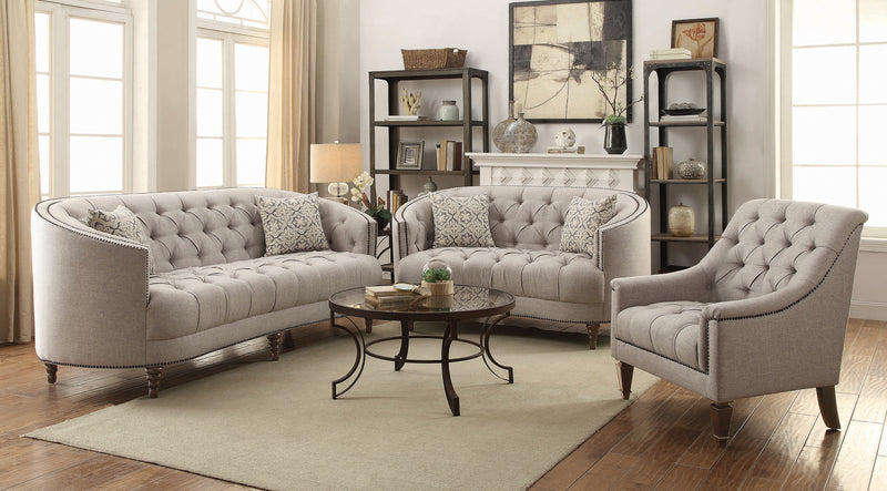 Avonlea Upholstered Tufted Living Room Set Grey