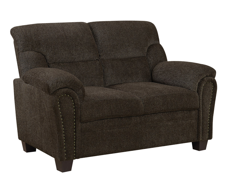 Clemintine Upholstered Sofa With Nailhead Trim Brown