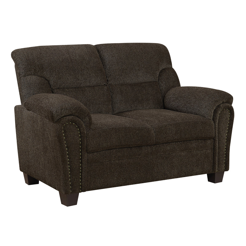 Clemintine Upholstered Sofa With Nailhead Trim Brown