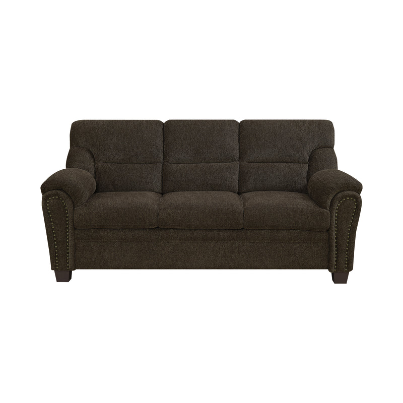 Clemintine Upholstered Sofa With Nailhead Trim Brown