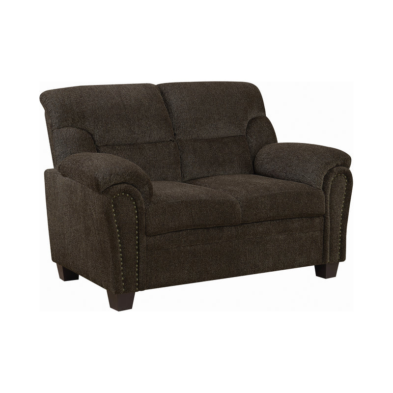 Clemintine Upholstered Loveseat With Nailhead Trim Graphite