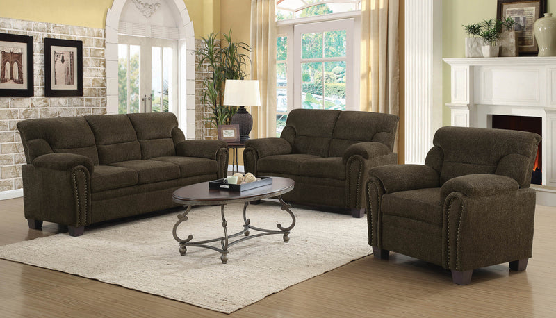 Clemintine Upholstered Loveseat With Nailhead Trim Graphite