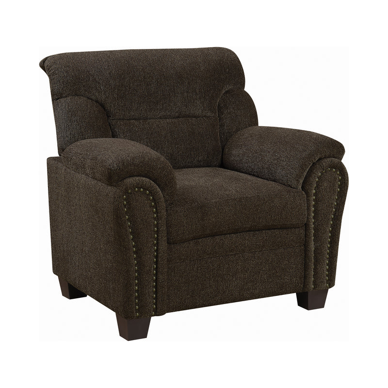 Clemintine Upholstered Sofa With Nailhead Trim Brown