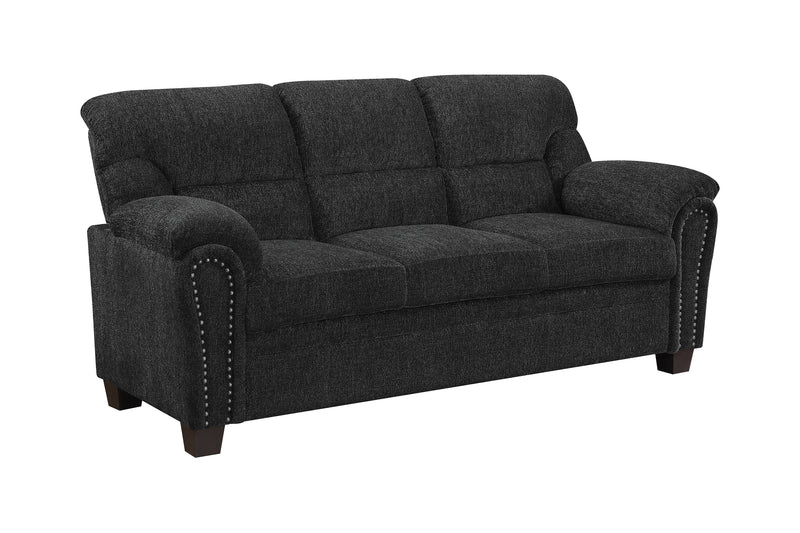 Clemintine Upholstered Sofa With Nailhead Trim Brown