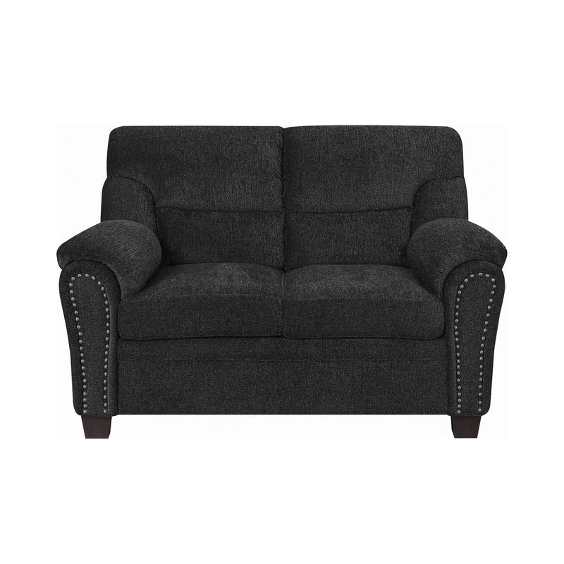 Clemintine Upholstered Loveseat With Nailhead Trim Graphite