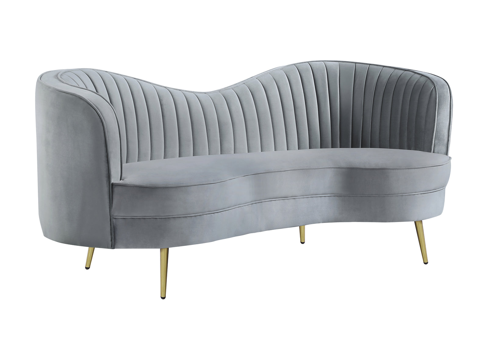 Sophia Upholstered Sofa With Camel Back Grey And Gold