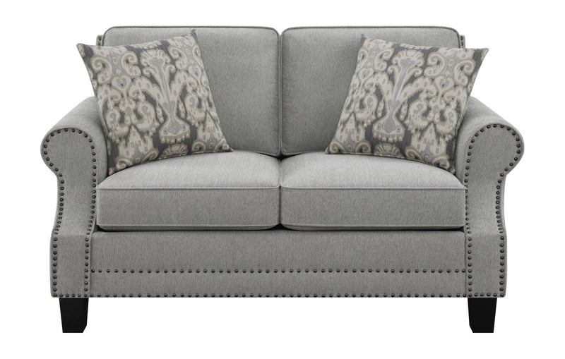 Sheldon Upholstered Loveseat With Rolled Arms Grey