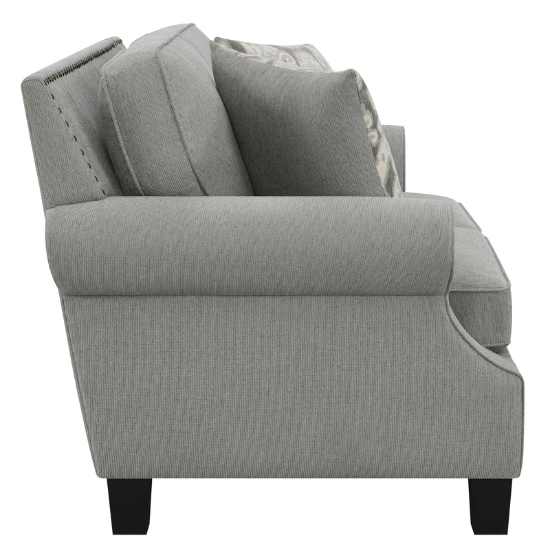 Sheldon Upholstered Loveseat With Rolled Arms Grey