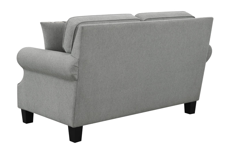 Sheldon Upholstered Loveseat With Rolled Arms Grey