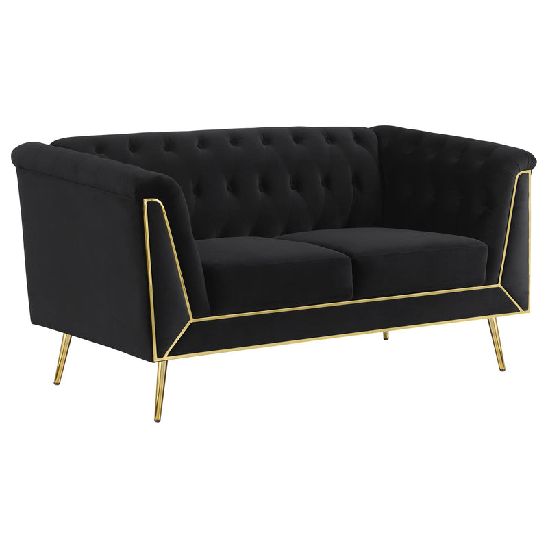 Holly Black Upholstered Loveseat