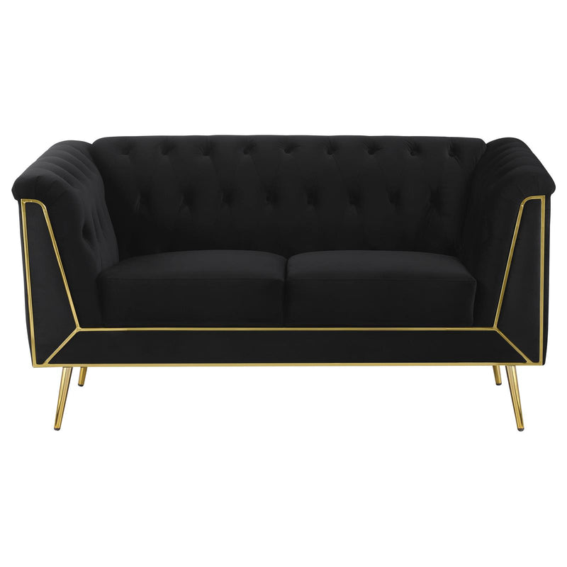 Holly Black Upholstered Loveseat