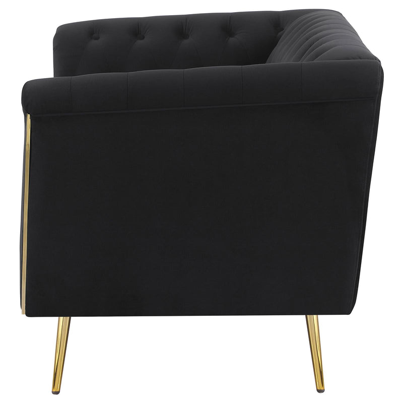 Holly Black Upholstered Loveseat