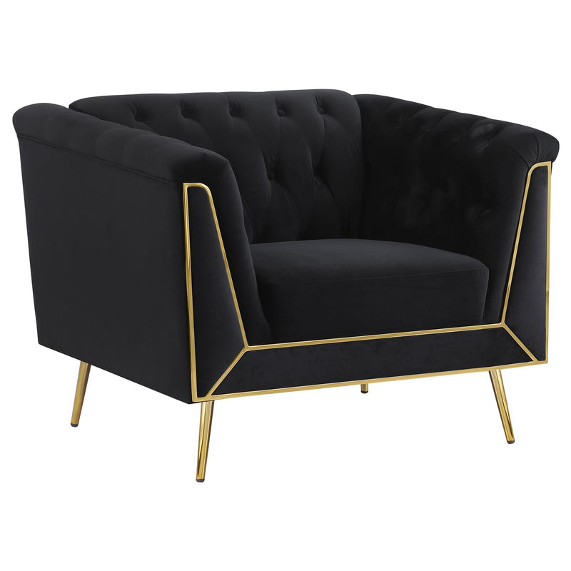 Holly Tuxedo Arm Tufted Back Chair Black