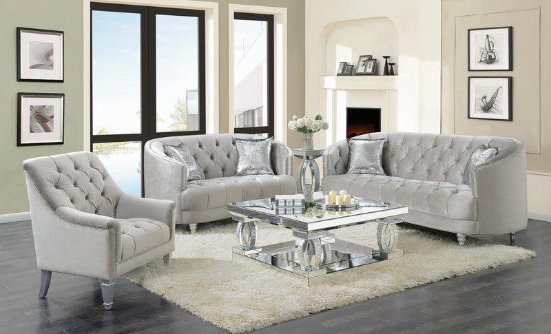 Avonlea Sloped Arm Tufted Sofa Grey