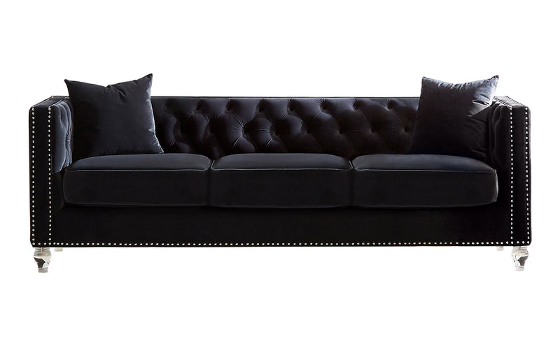 Delilah Upholstered Tufted Tuxedo Arm Sofa Black