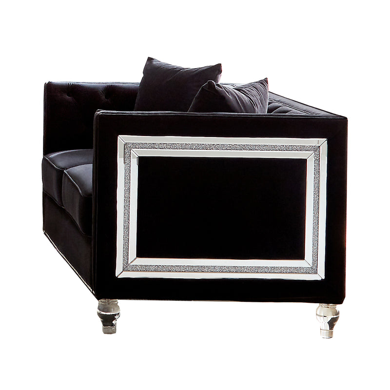 Delilah Upholstered Tufted Tuxedo Arm Sofa Black