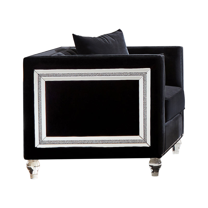 Delilah Upholstered Tufted Tuxedo Arm Sofa Black