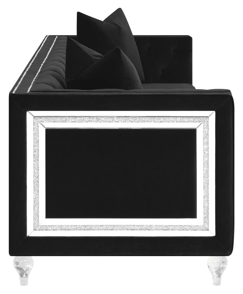 Delilah Upholstered Tufted Tuxedo Arm Sofa Black