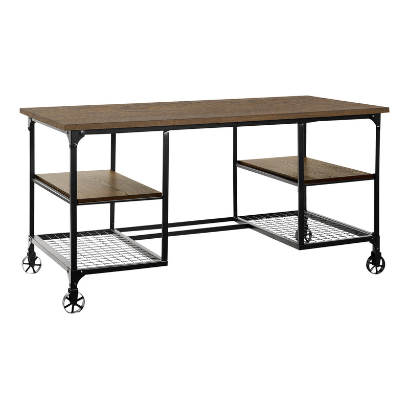 Millwood Weathered Natural Finish And Rustic Black Metal Finish Engineered Wood Writing Desk