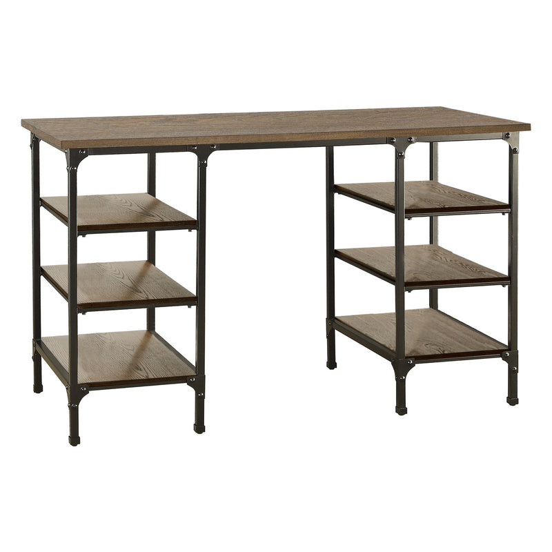 Millwood Weathered Natural Finish And Rustic Black Metal Finish Wood Counter Height Writing Desk