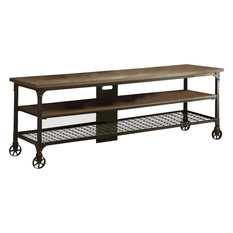 Millwood Weathered Natural Finish Rustic Black Metal Finish Engineered Wood And Metal Tv Stand