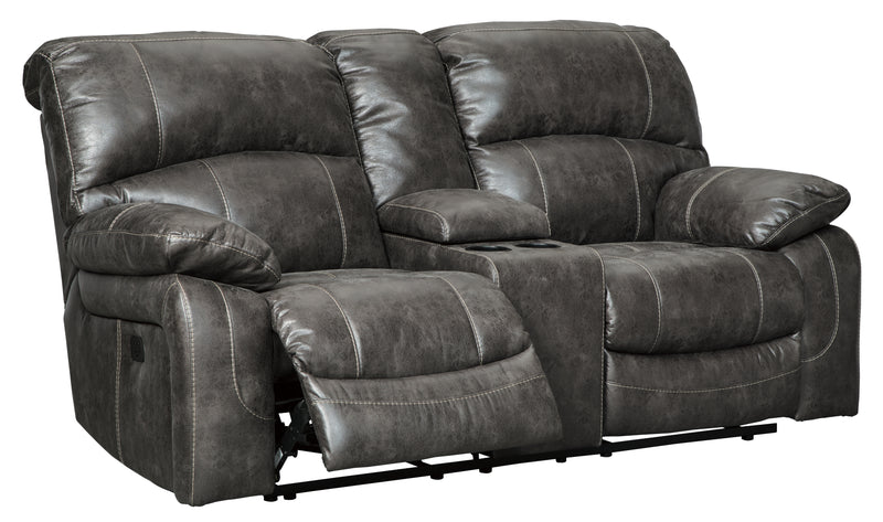 Dunwell Steel Textured Power Reclining Loveseat With Console