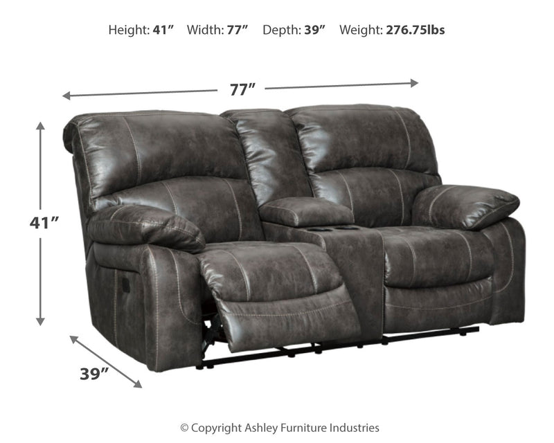 Dunwell Steel Textured Power Reclining Loveseat With Console