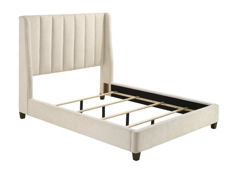 Agnes White Modern Contemporary Plywood Fabric Uphostered Panel King Bed
