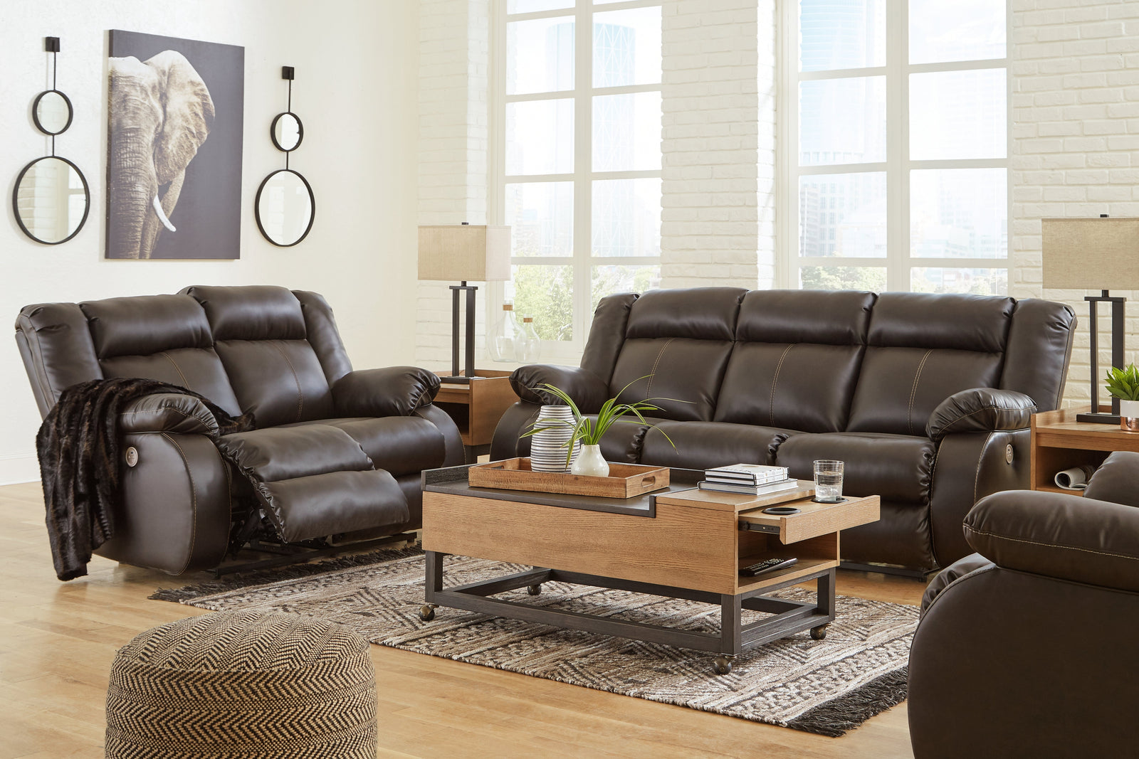 Denoron Chocolate Sofa Loveseat And Recliner