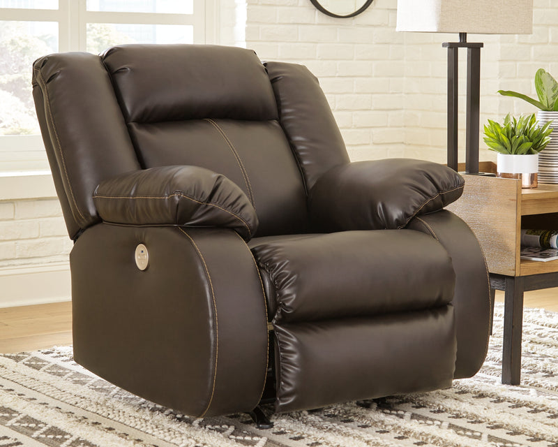 Denoron Chocolate Faux Leather Power Recliner