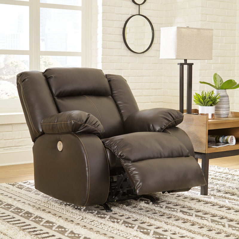 Denoron Chocolate Faux Leather Power Recliner