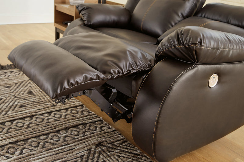 Denoron Chocolate Faux Leather Power Recliner