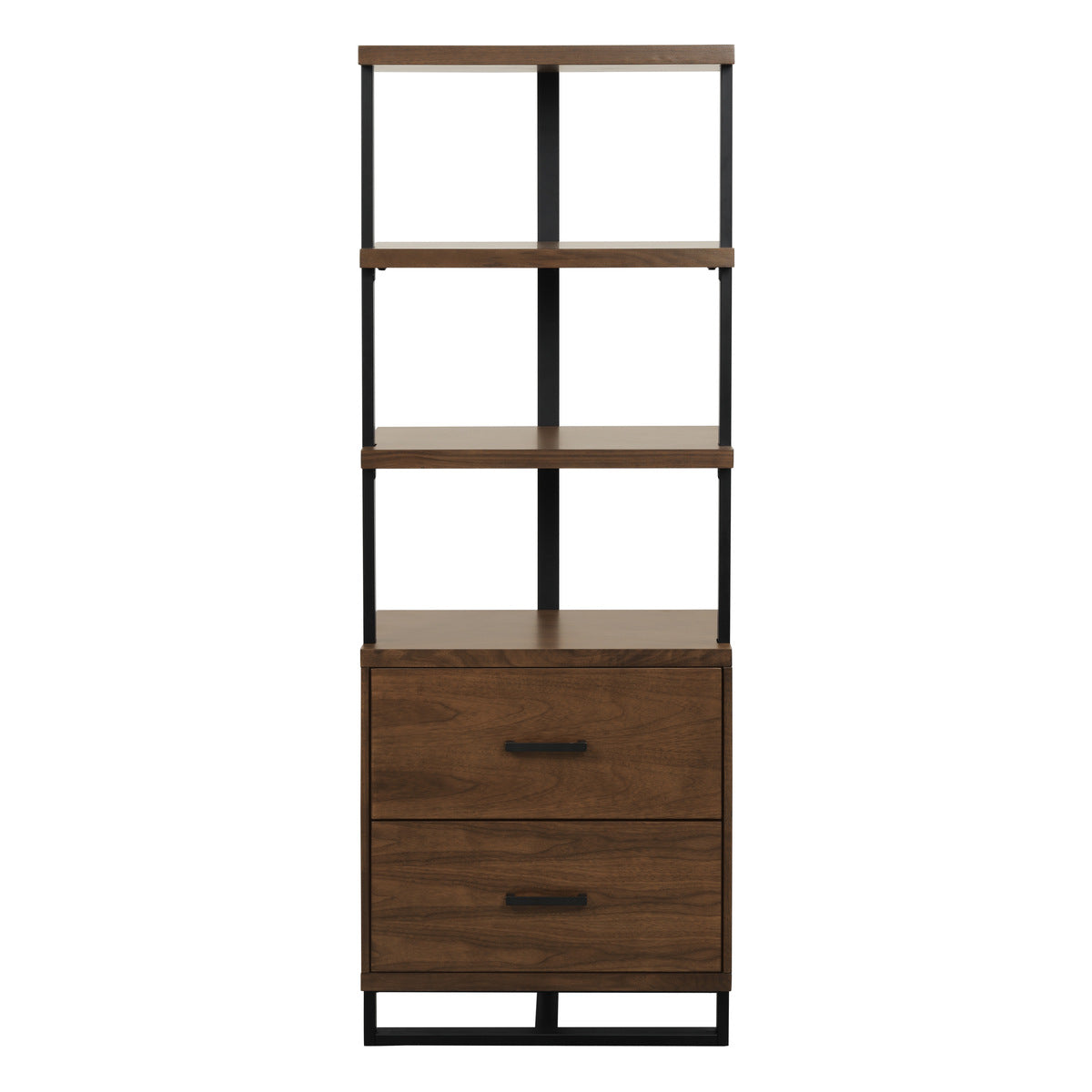 Sedley Walnut And Rustic Metal Contemporary Walnut Veneers Engineered Wood And Metal Side Pier