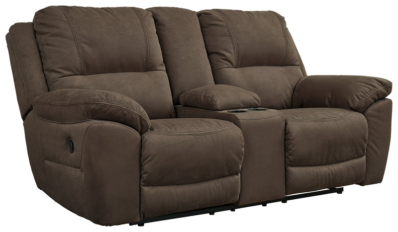 Next-Gen Gaucho Espresso Microfiber Reclining Loveseat With Console