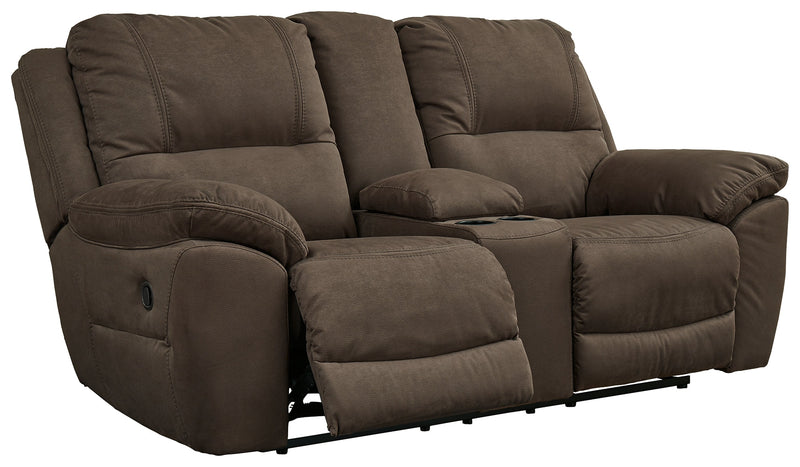 Next-Gen Gaucho Espresso Microfiber Reclining Loveseat With Console