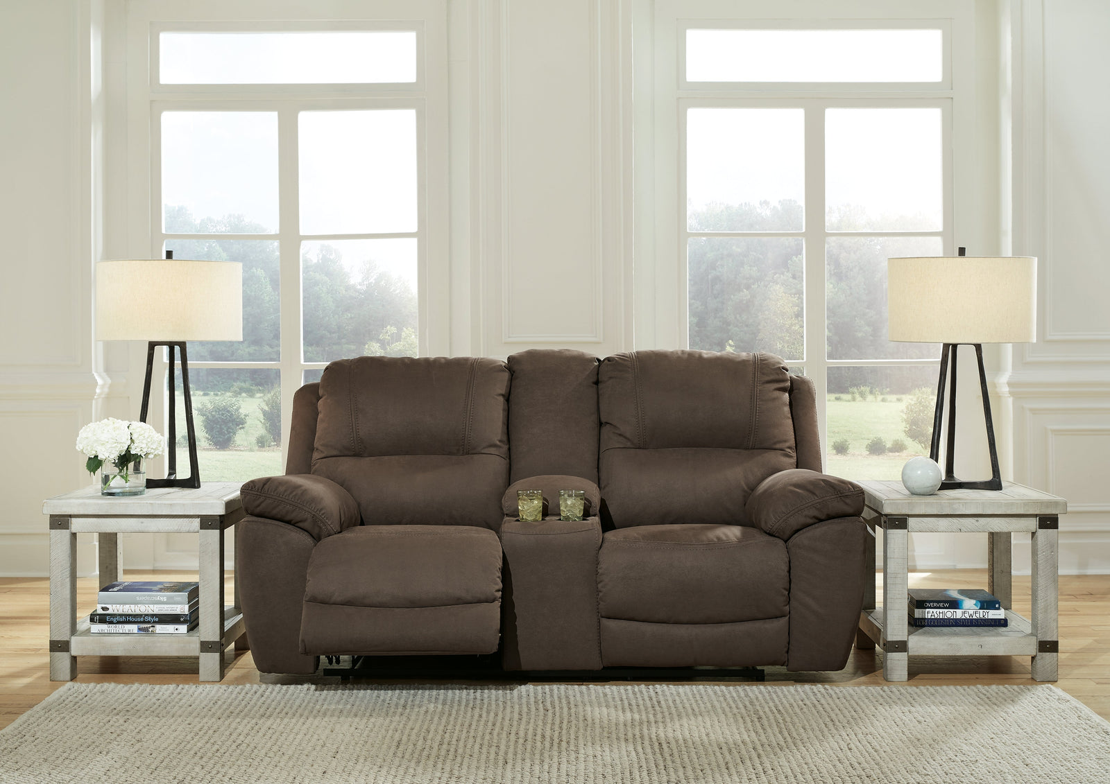 Next-Gen Gaucho Espresso Microfiber Power Reclining Loveseat With Console