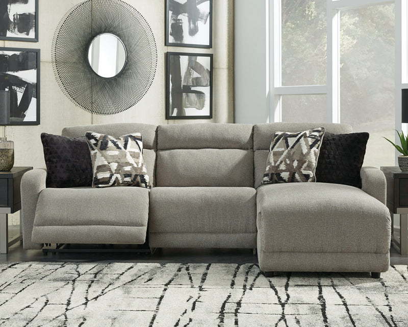 Colleyville Stone Chenille 3-Piece Power Reclining Sectional With Chaise