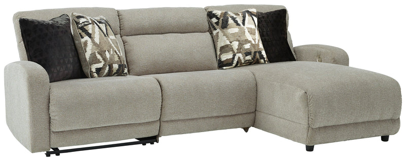 Colleyville Stone Chenille 3-Piece Power Reclining Sectional With Chaise