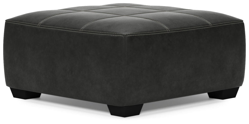 Bilgray Pewter Faux Leather Oversized Accent Ottoman