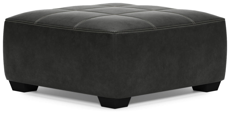 Bilgray Pewter Faux Leather Oversized Accent Ottoman