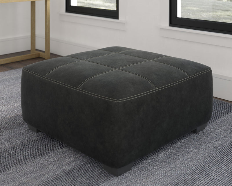 Bilgray Pewter Faux Leather Oversized Accent Ottoman