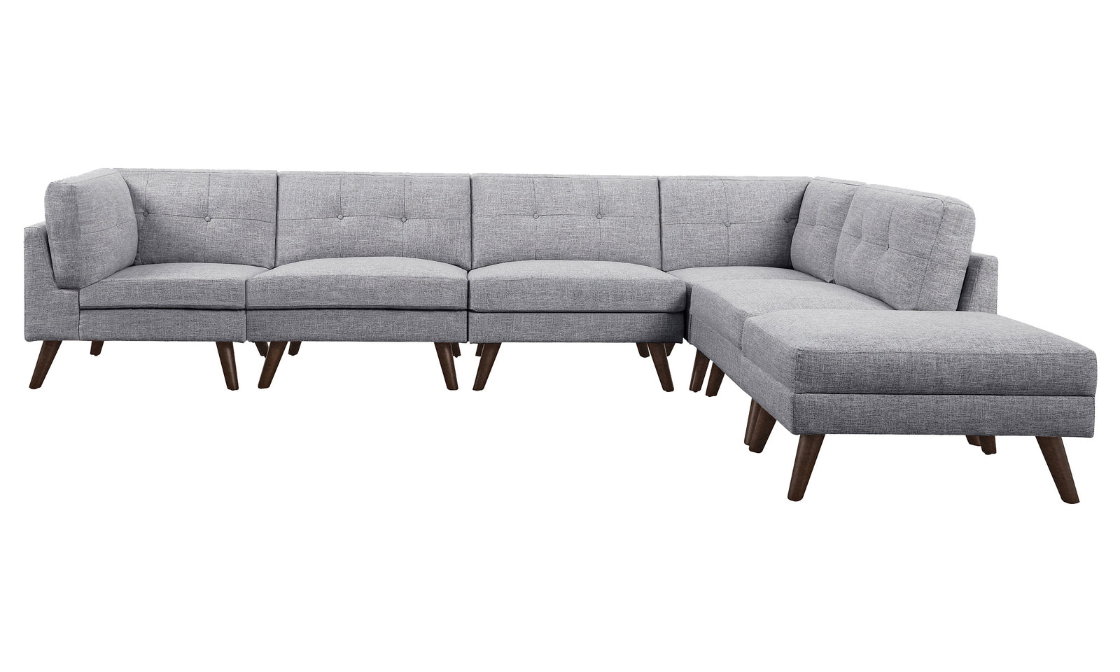 Churchill 6 piece Upholstered Modular Tufted Sectional Grey And Walnut