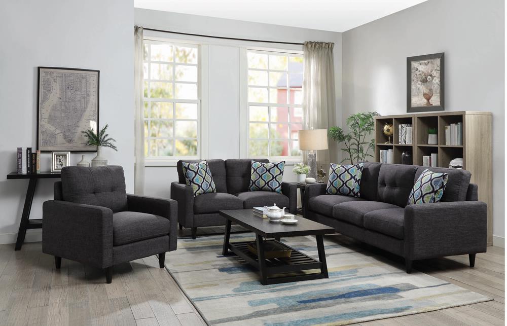 Watsonville Grey Upholstered Sofa + Loveseat Chair