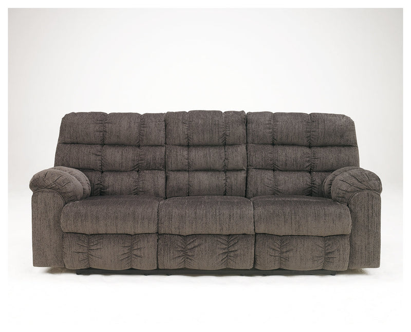 Acieona Slate Chenille Reclining Sofa With Drop Down Table