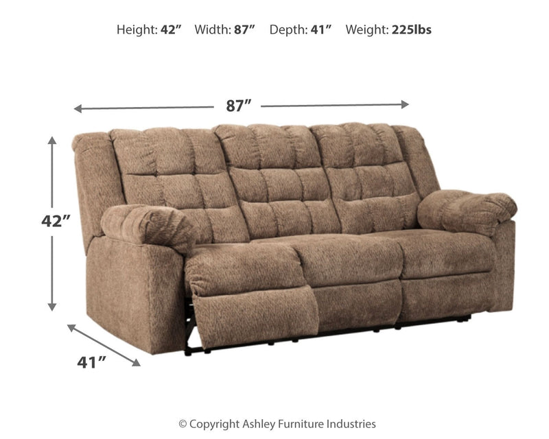 Workhorse Cocoa Chenille Reclining Sofa