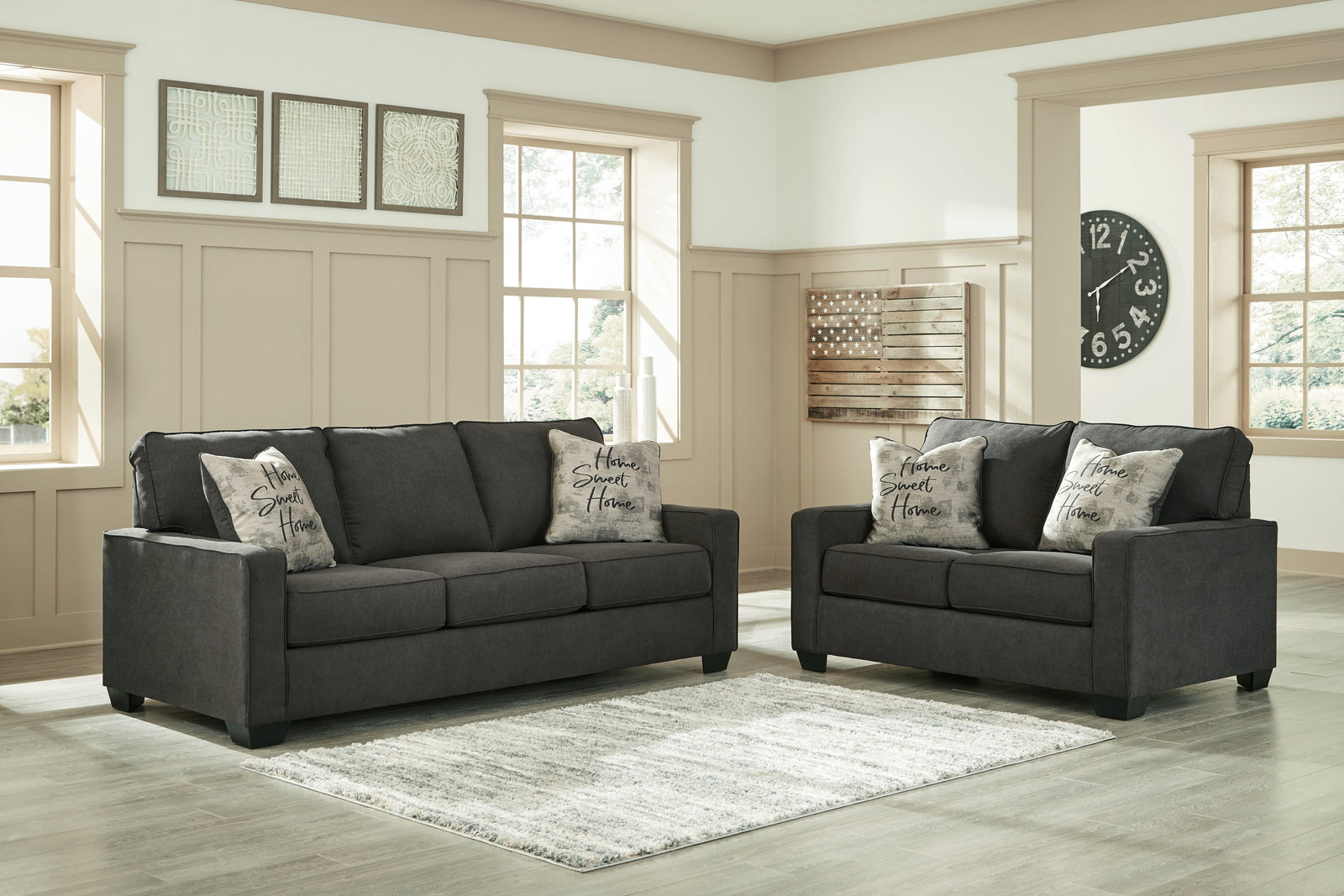 Lucina Charcoal Sofa And Loveseat