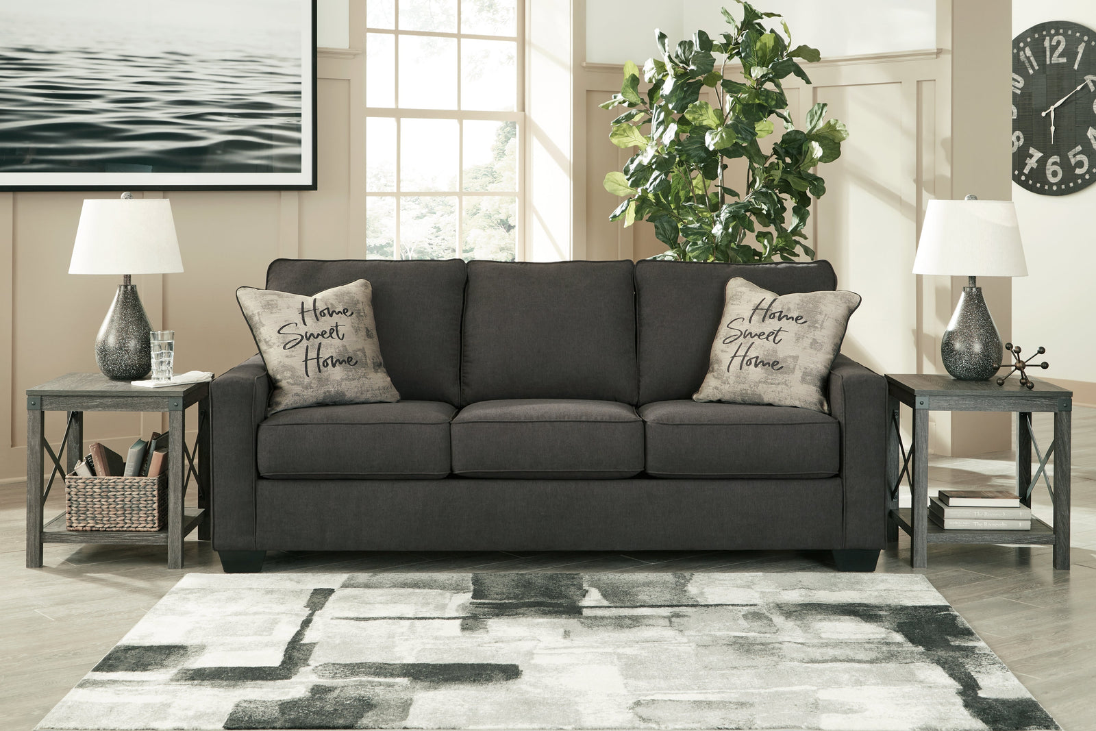 Lucina Charcoal Microfiber Sofa