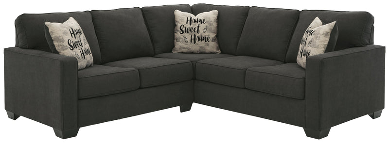 Lucina Charcoal 2-Piece Sectional With Ottoman