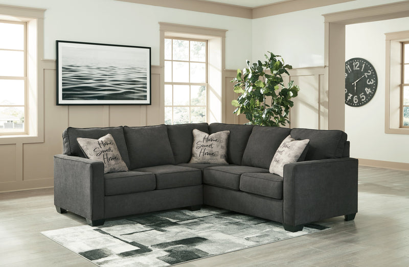 Lucina Charcoal 2-Piece Sectional With Ottoman